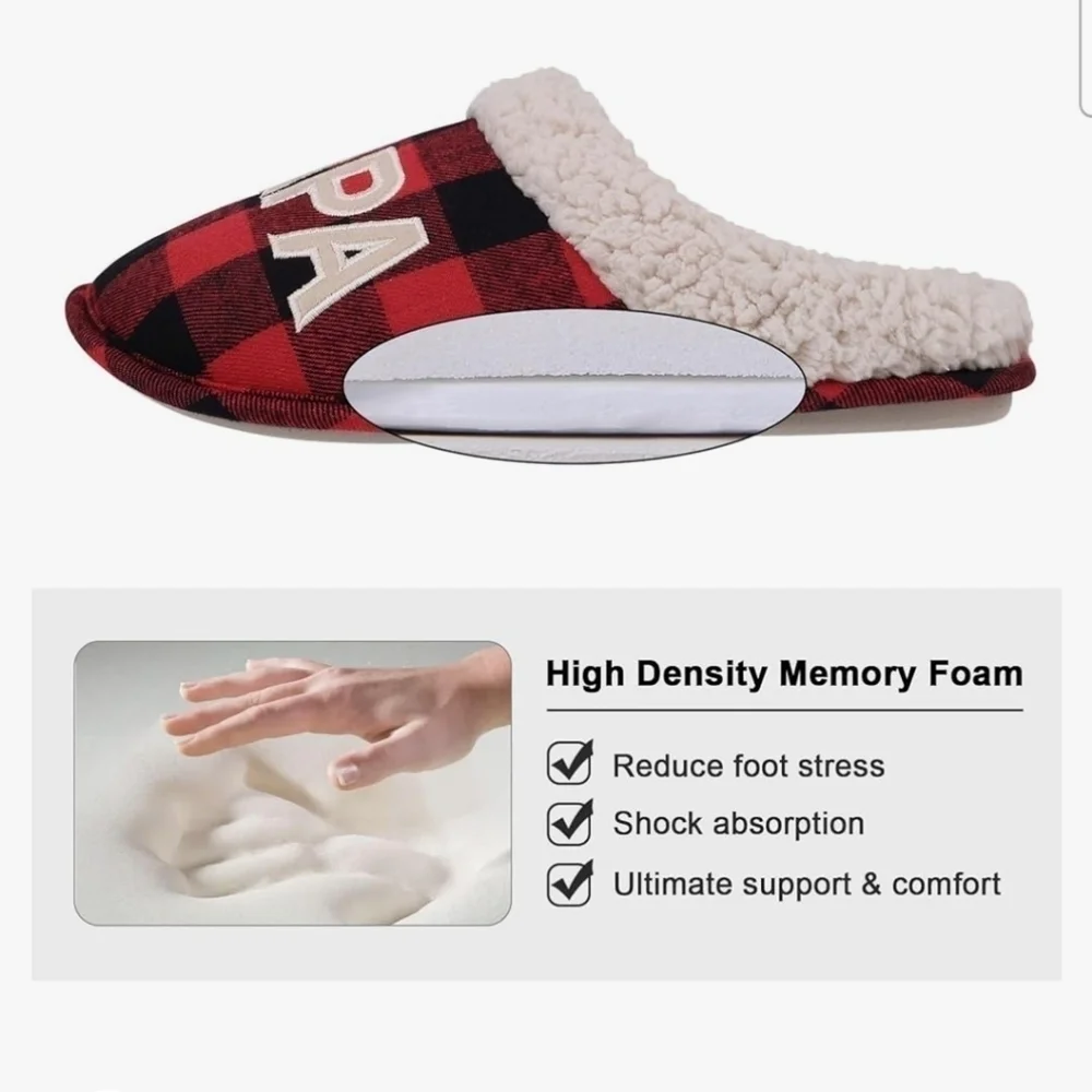 Best Papa Buffalo Plaid Slippers Size Large, Mens 8-9